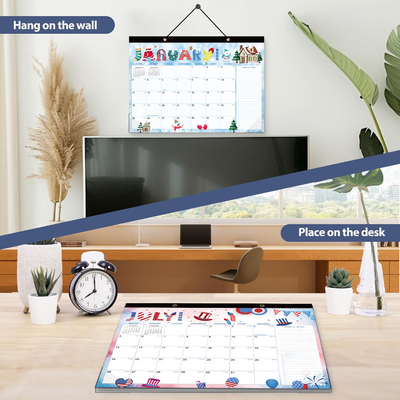 Loại giấy bóng Custom Wall Calendars 12 X 12 Inch Monthly View Layout