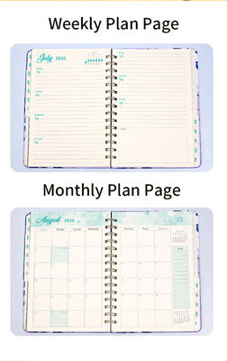 Lined Ruling Spiral Hardcover Notebook with 100 Pages and Embossed Design Technique