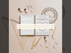 Tùy chọn cá nhân hóa sổ tay bìa cứng xoắn ốc màu với in logo và giấy